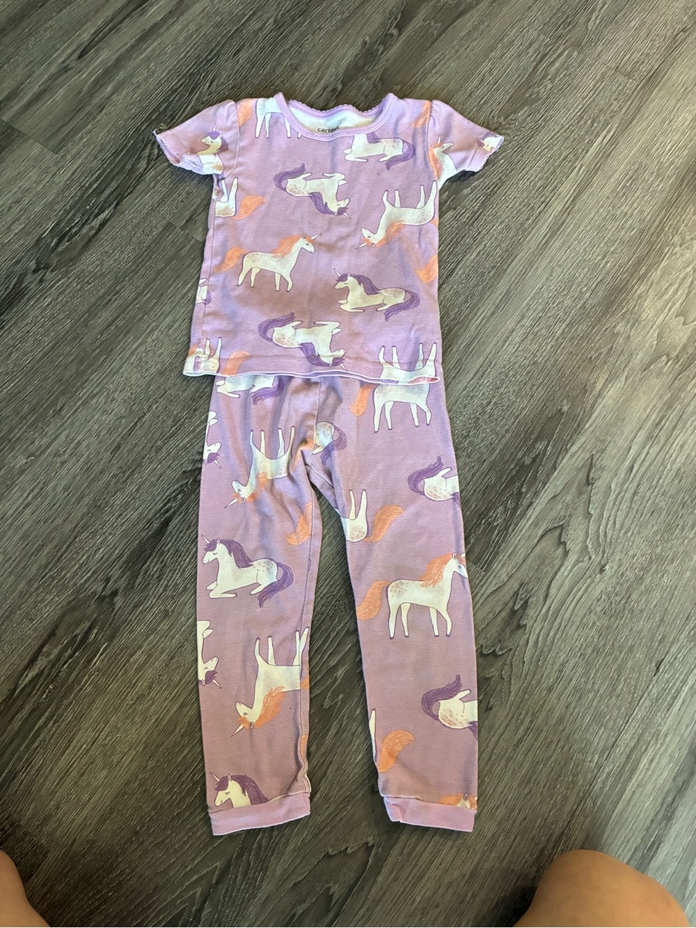 Carter's Lavender Unicorn Pajama Set with White and Orange Accents